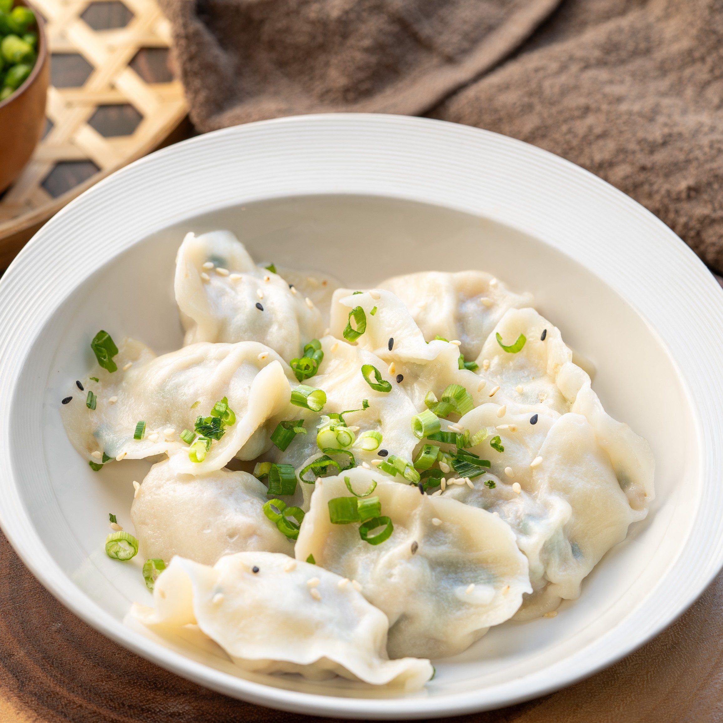 Boiled Shrimp & Chive Dumplings.