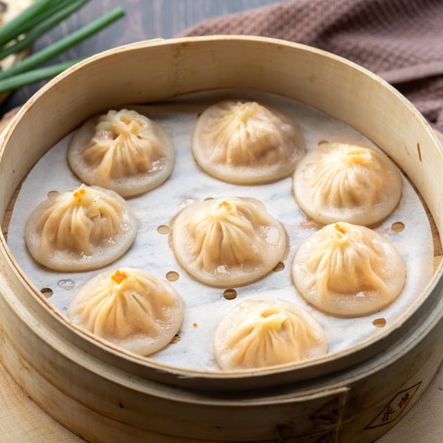 Crab & Pork Steamed Xiao Long Bao.